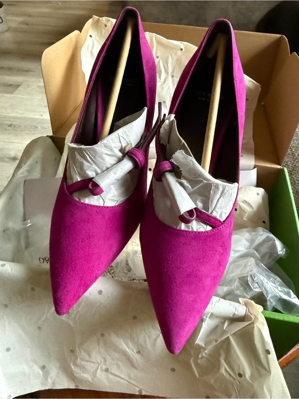 kate spade Fuchsia Pointed Toe Suede Pumps
